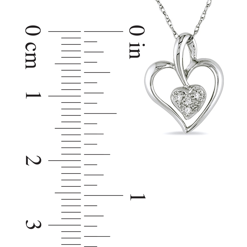 Main Image 2 of Previously Owned - Diamond Accent Double Heart Pendant in 10K White Gold - 17"