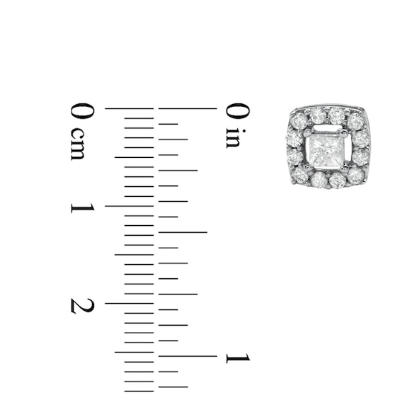 Previously Owned - 1 CT. T.w. Princess-Cut Diamond Frame Stud Earrings in 10K White Gold