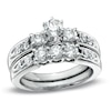 Thumbnail Image 1 of Previously Owned 1-1/2 CT. T.W. Diamond Three Stone Soldered Bridal Set in 14K White Gold