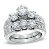 Thumbnail Image 1 of Previously Owned - 3 CT. T.W. Diamond Three Stone Bridal Set in 14K White Gold