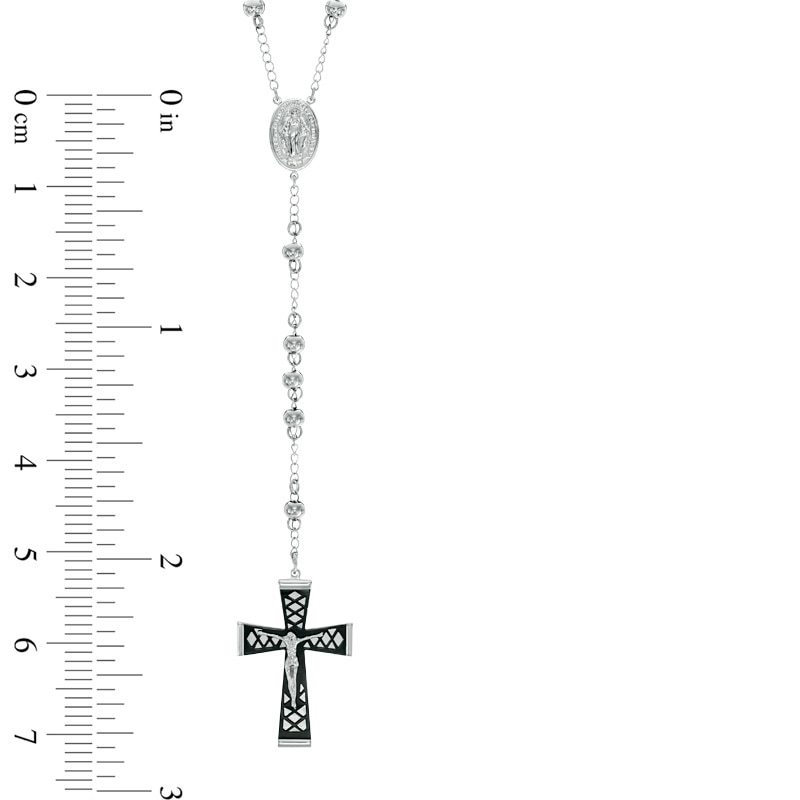 Previously Owned - Men's Rosary Necklace in Two-Tone Stainless Steel - 24"