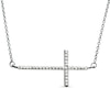 Thumbnail Image 0 of Previously Owned - 1/6 CT. T.W. Diamond Sideways Cross Necklace in 10K White Gold - 17"