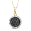 Thumbnail Image 1 of Previously Owned - 1/5 CT. T.W. Enhanced Black and White Diamond Cluster Frame Pendant in 10K Gold