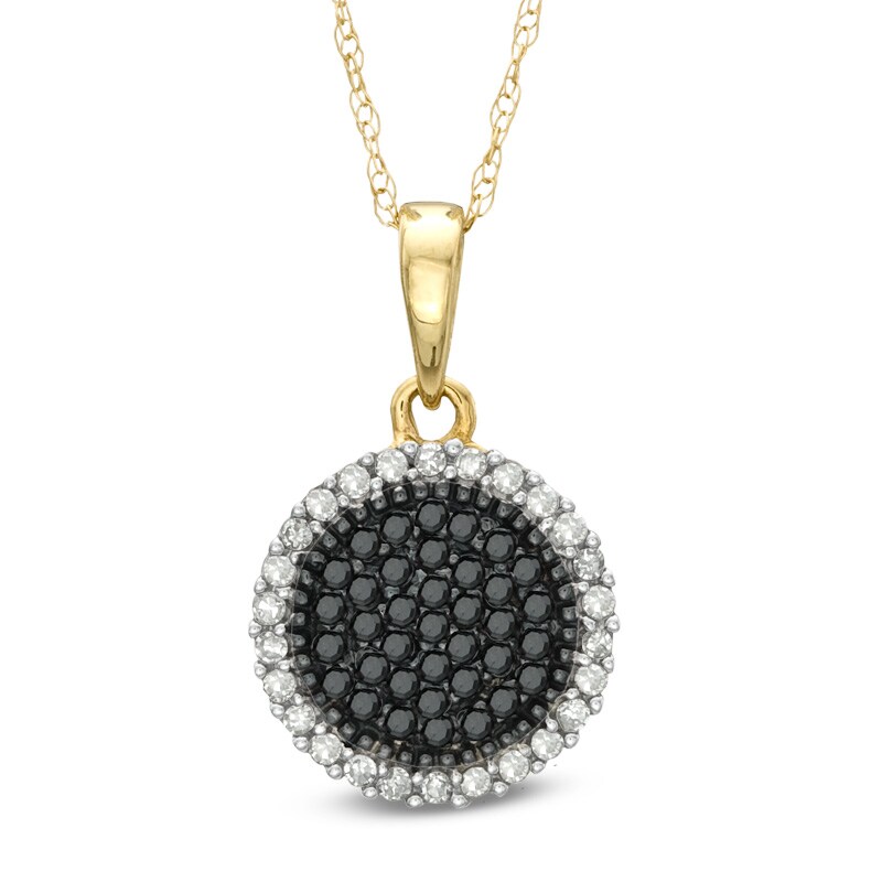 Main Image 1 of Previously Owned - 1/5 CT. T.W. Enhanced Black and White Diamond Cluster Frame Pendant in 10K Gold