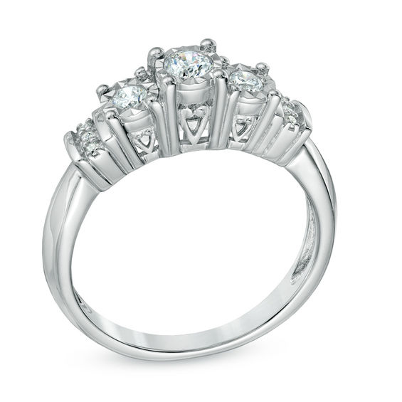 Previously Owned - 1/4 CT. T.w. Diamond Three Stone Engagement Ring in 10K White Gold