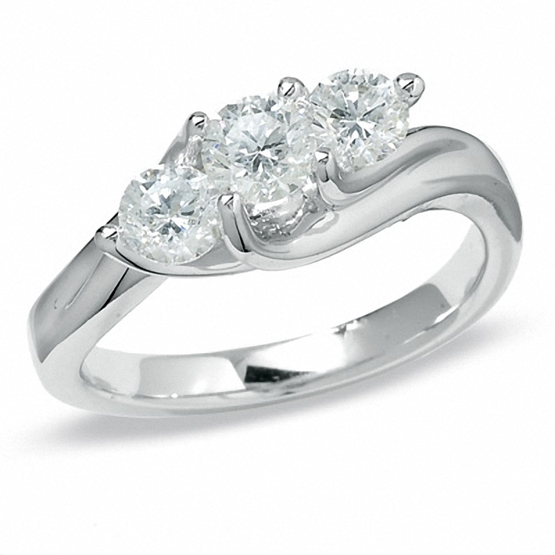 Main Image 1 of Previously Owned - 1 CT. T.W. Diamond Three Stone Ring in 14K White Gold