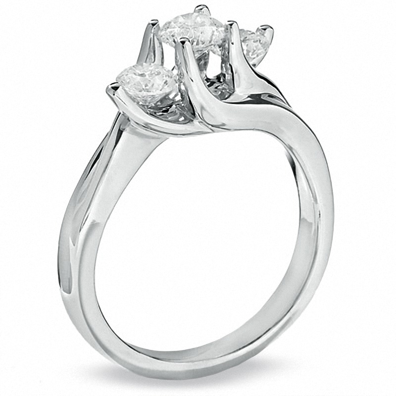 Main Image 2 of Previously Owned - 1 CT. T.W. Diamond Three Stone Ring in 14K White Gold