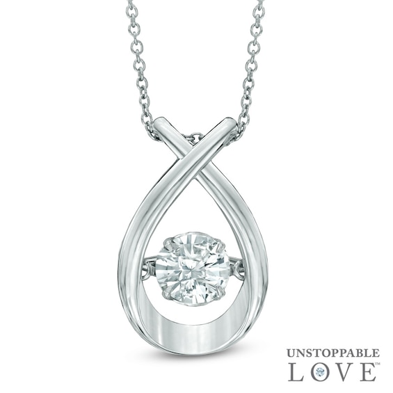 Previously Owned - 6.0mm Lab-Created White Sapphire Pendant in Sterling Silver