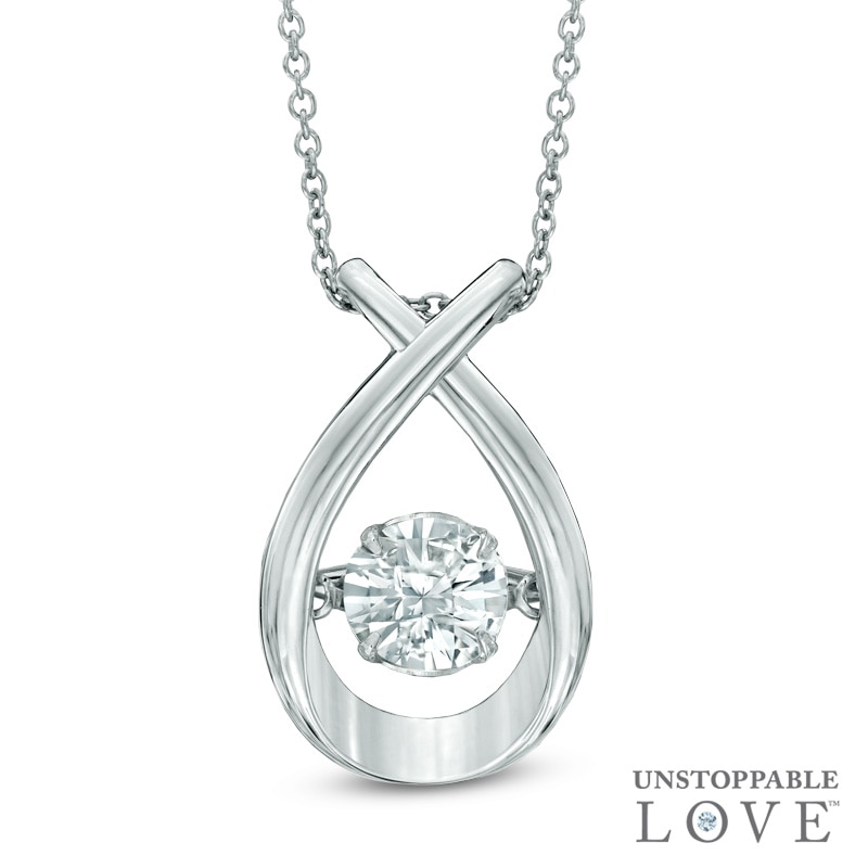Main Image 1 of Previously Owned - 6.0mm Lab-Created White Sapphire Pendant in Sterling Silver