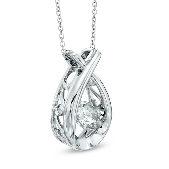 Previously Owned - 6.0mm Lab-Created White Sapphire Pendant in Sterling Silver