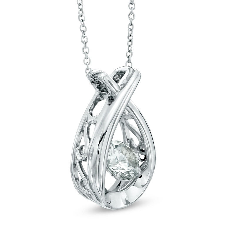 Main Image 2 of Previously Owned - 6.0mm Lab-Created White Sapphire Pendant in Sterling Silver