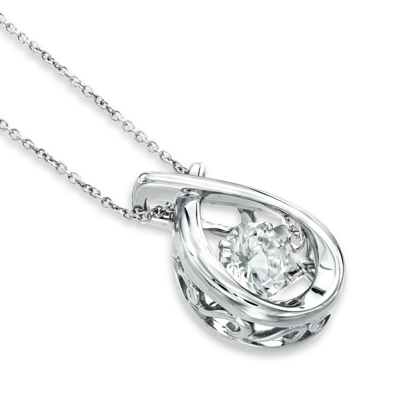 Main Image 3 of Previously Owned - 6.0mm Lab-Created White Sapphire Pendant in Sterling Silver
