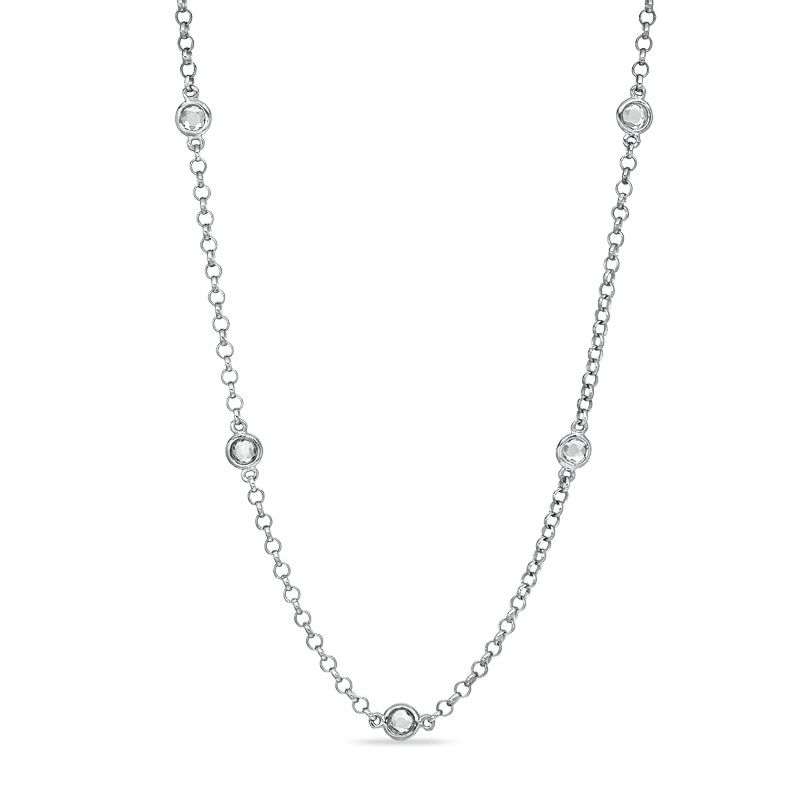 Main Image 1 of Previously Owned - White Topaz Station Necklace in Sterling Silver