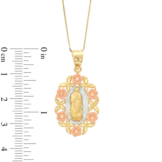 Previously Owned - Our Lady of Guadalupe Flower Pendant in 10K Two-Tone Gold