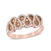 Thumbnail Image 1 of Previously Owned - 7/8 CT. T.W. Champagne and White Diamond Double Row Ribbon Ring in 14K Rose Gold
