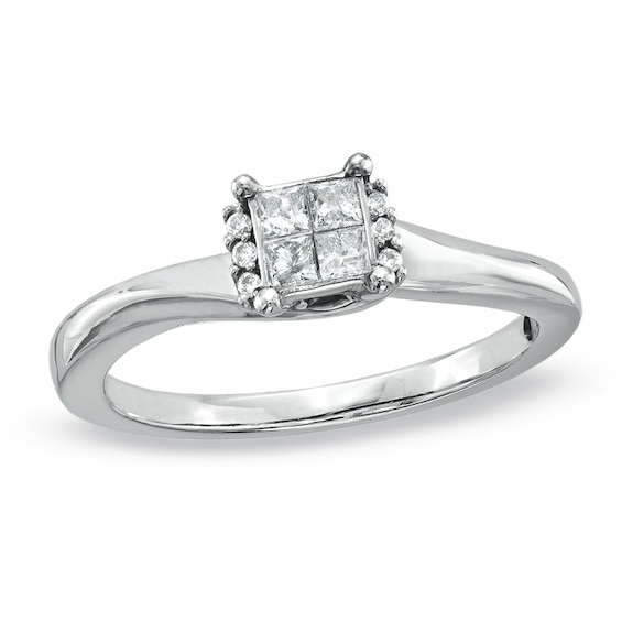 Previously Owned - Cherished Promise Collectionâ¢ 1/5 CT. T.w. Quad Diamond Promise Ring in 10K White Gold