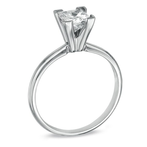Previously Owned - 1 CT. Princess-Cut Diamond Solitaire Engagement Ring in 14K White Gold (J/I2)