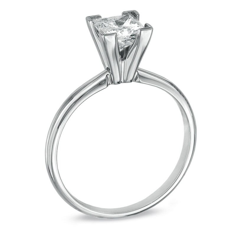 Main Image 2 of Previously Owned - 1 CT.  Princess-Cut Diamond Solitaire Engagement Ring in 14K White Gold (J/I2)