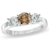 Thumbnail Image 1 of Previously Owned - 1-1/2 CT. T.W. Enhanced Champagne and White Diamond Three Stone Ring in 14K White Gold