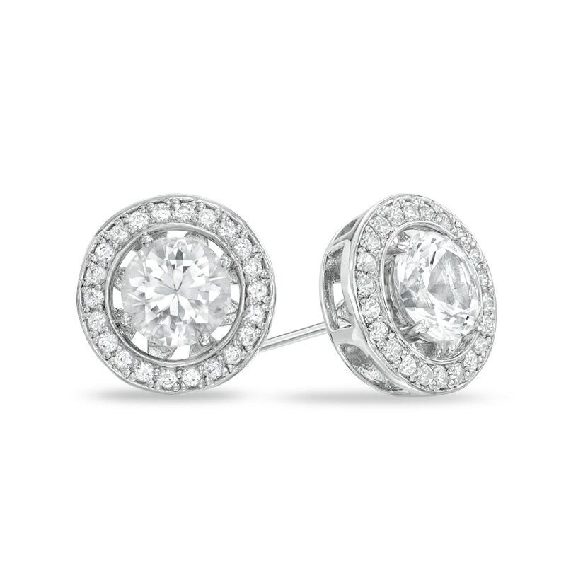 Main Image 2 of Previously Owned-6.5mm Lab-Created White Sapphire and Freshwater Cultured Pearl Earrings and Jacket Set