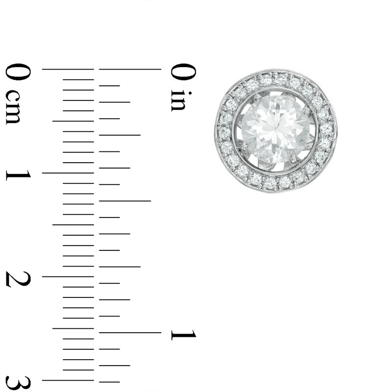 Main Image 3 of Previously Owned-6.5mm Lab-Created White Sapphire and Freshwater Cultured Pearl Earrings and Jacket Set