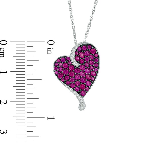 Previously Owned - Lab-Created Ruby and White Sapphire Heart Pendant in Sterling Silver