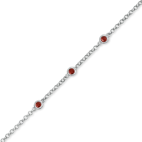 Previously Owned - Garnet Station Bracelet in Sterling Silver