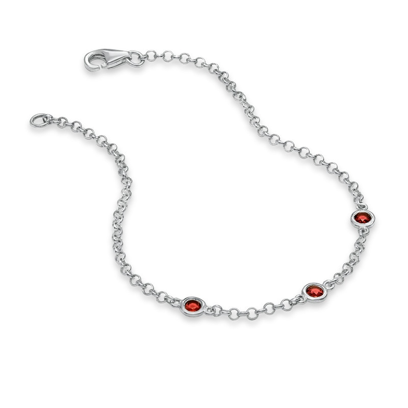 Main Image 2 of Previously Owned - Garnet Station Bracelet in Sterling Silver