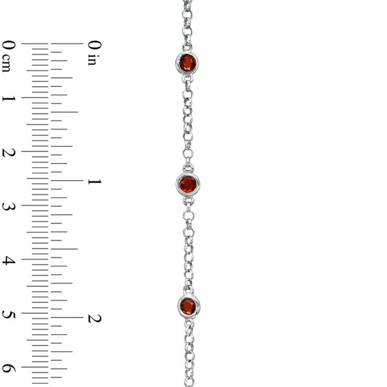 Previously Owned - Garnet Station Bracelet in Sterling Silver