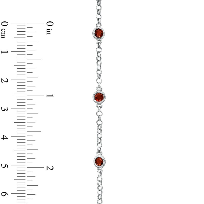 Main Image 3 of Previously Owned - Garnet Station Bracelet in Sterling Silver