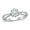 Thumbnail Image 0 of Previously Owned - 1/3 CT. T.W. Diamond Split Shank Flower Ring in 10K White Gold