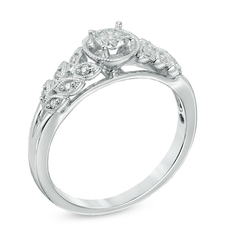 Main Image 2 of Previously Owned - Cherished Promise Collection™ 1/5 CT. T.W. Diamond Vintage-Style Promise Ring in 10K White Gold