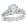 Thumbnail Image 1 of Previously Owned - 1 CT. T.W. Princess-Cut Diamond Frame Bridal Set in 14K White Gold