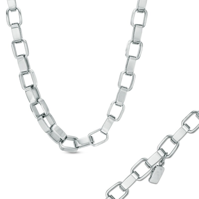 Main Image 1 of Previously Owned - Link Necklace and Bracelet Set in Stainless Steel