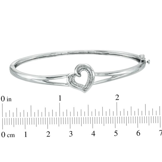 Previously Owned - Diamond Accent Heart Bangle in Sterling Silver