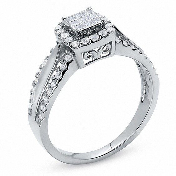 Previously Owned - 1/2 CT. T.w. Composite Princess Diamond Ring in 14K White Gold