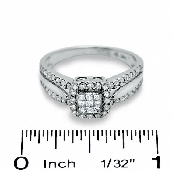 Previously Owned - 1/2 CT. T.w. Composite Princess Diamond Ring in 14K White Gold