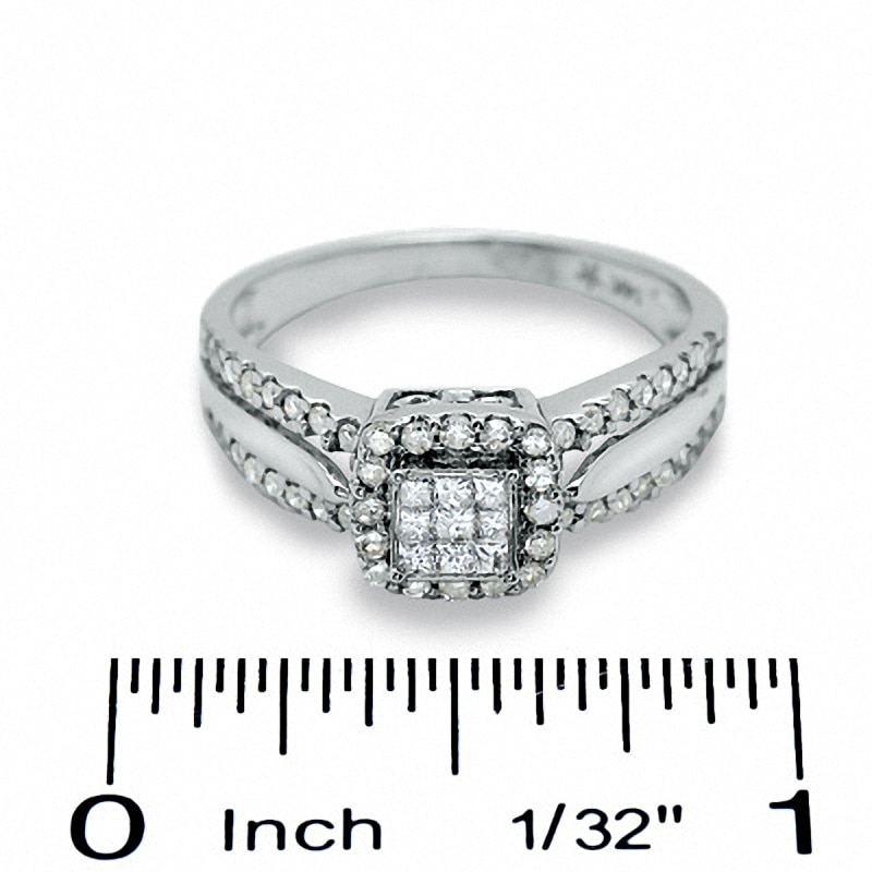 Main Image 3 of Previously Owned - 1/2 CT. T.W. Composite Princess Diamond Ring in 14K White Gold