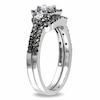 Thumbnail Image 2 of Previously Owned - 1/2 CT. T.W. Enhanced Black and White Princess-Cut Diamond Frame Bridal Set in 10K White Gold