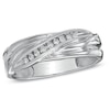 Thumbnail Image 1 of Previously Owned - Men's 1/10 CT. T.W. Diamond Wedding Band in 10K White Gold