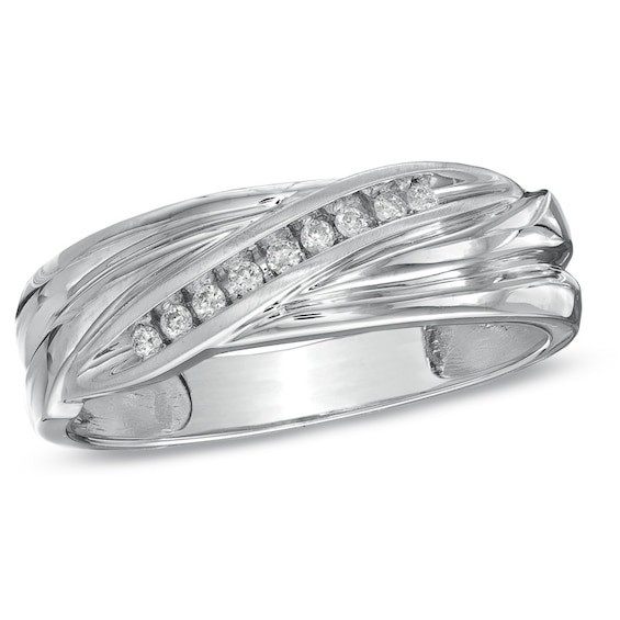Previously Owned - 1/10 CT. T.w. Diamond Wedding Band in 10K White Gold