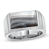 Thumbnail Image 1 of Previously Owned - Rectangular Grey Onyx Ring in Stainless Steel