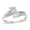 Thumbnail Image 0 of Previously Owned - Heart-Shaped White Topaz and Diamond Accent Double Heart Ring in Sterling Silver