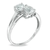 Thumbnail Image 2 of Previously Owned - Heart-Shaped White Topaz and Diamond Accent Double Heart Ring in Sterling Silver