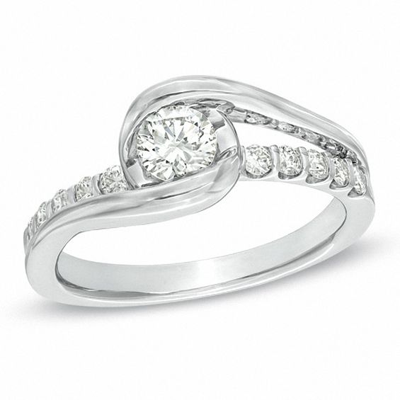Previously Owned - Sirena™ 5/8 CT. T.w. Diamond Bypass Engagement Ring in 14K White Gold