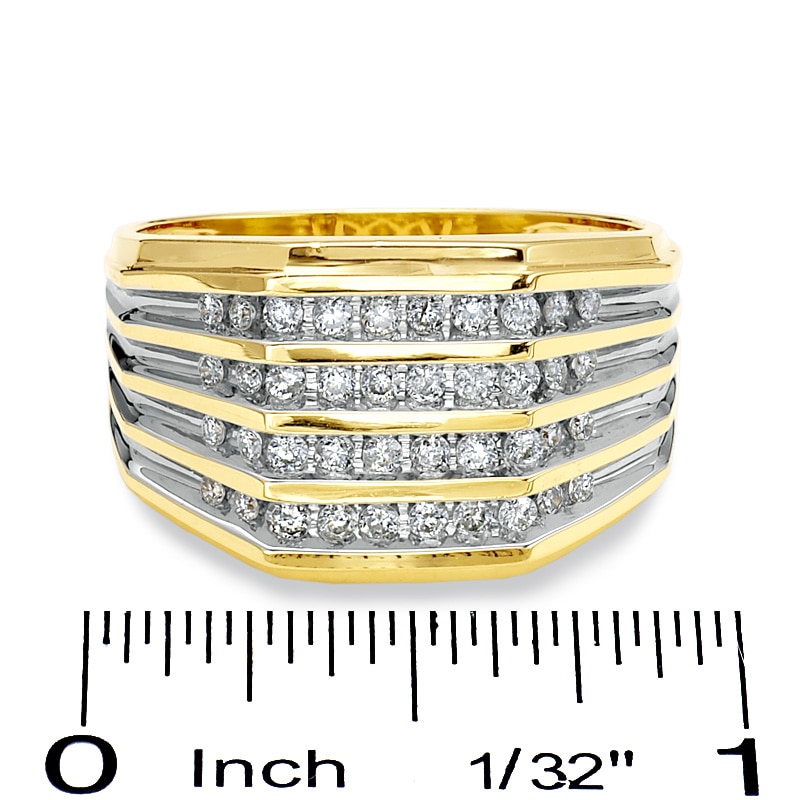 Main Image 3 of Previously Owned - 1/2 CT. T.W. Diamond Four-Row Wedding Band in 14K Gold