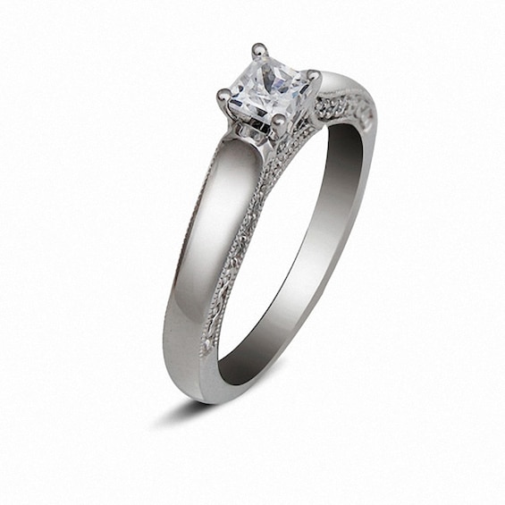 Previously Owned - 5/8 CT. T.w. Princess-Cut Diamond Solitaire Engagement Ring in 14K White Gold