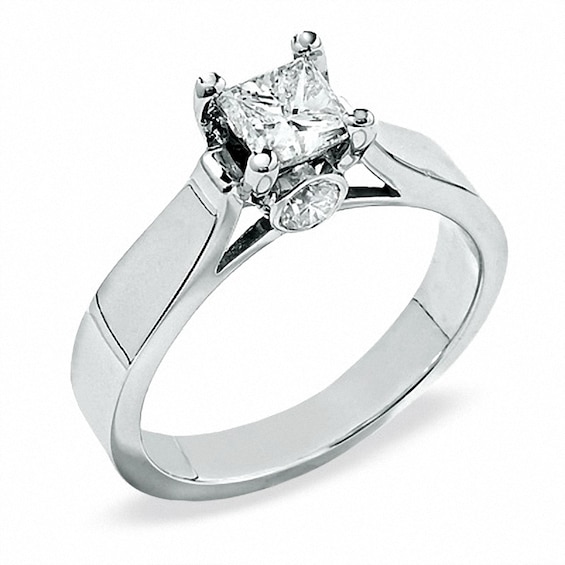 Previously Owned - 1 CT. T.w. Princess-Cut Diamond Solitaire Engagement Ring in 14K White Gold