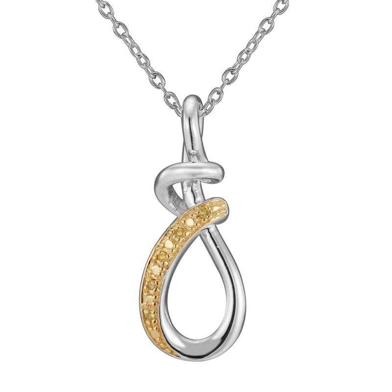 Main Image 1 of Previously Owned - Enhanced Yellow Diamond Accent Abstract Teardrop Pendant in Sterling Silver and 18K Gold Plate