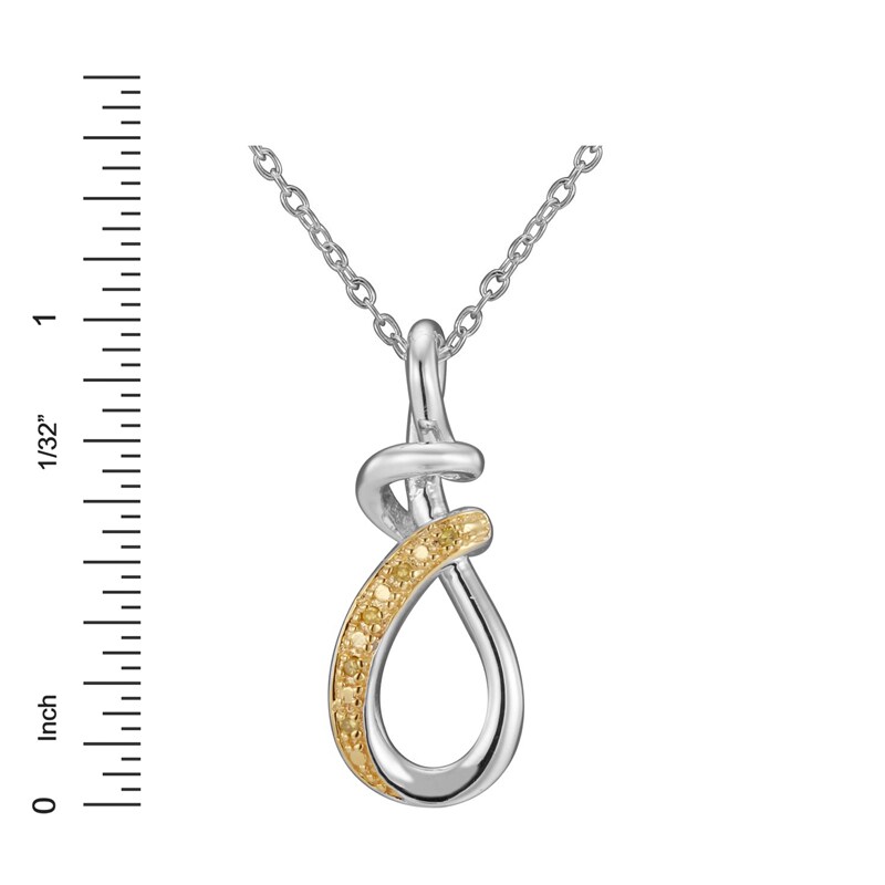 Main Image 2 of Previously Owned - Enhanced Yellow Diamond Accent Abstract Teardrop Pendant in Sterling Silver and 18K Gold Plate